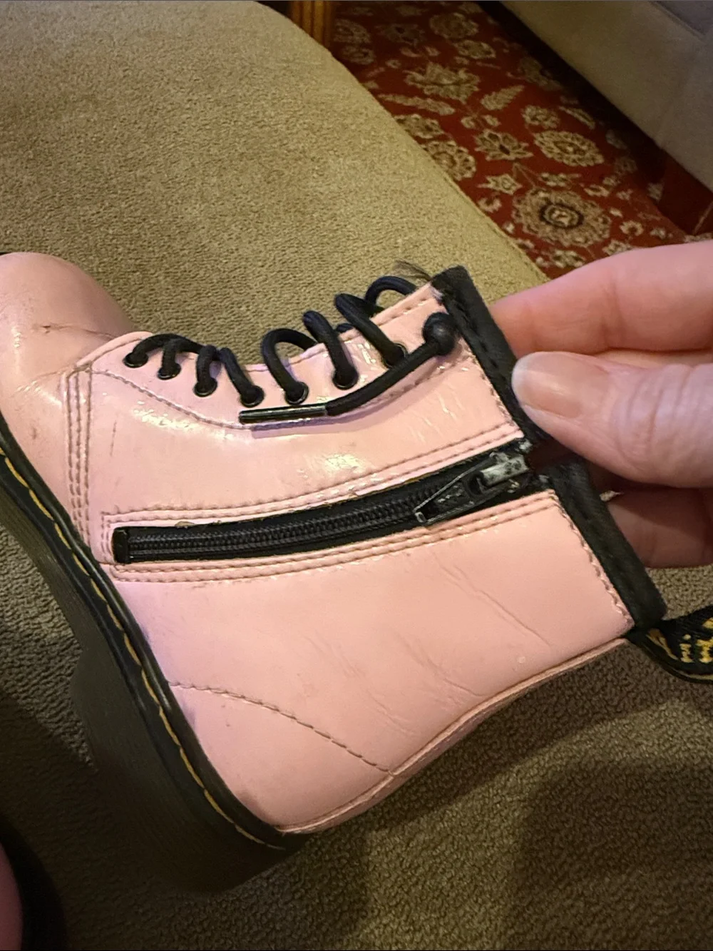 Dr. Martens 1460 Delaney Boots Kids Size 10 Pink Patent Leather (TD)